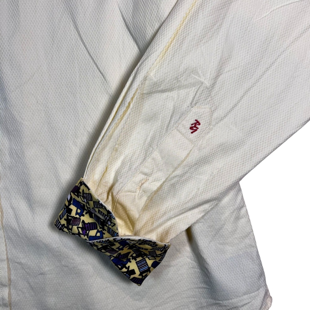 Robert Graham Men's Medium Pale Yellow Button Down Shirt 100%‎ Cotton - Picture 2 of 8